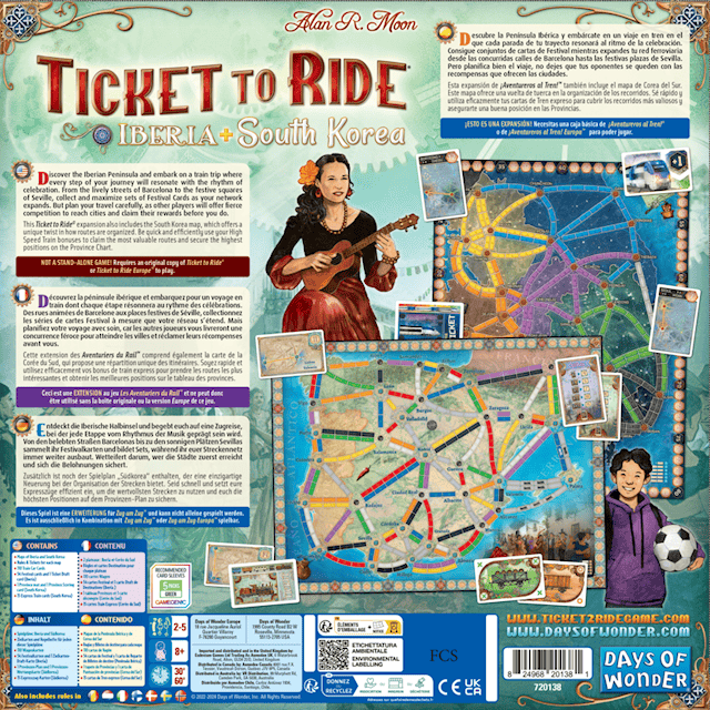 Tuotekuva 4 - Ticket to Ride Map Collection 8: Iberia & South Korea Expansion (SE/NO/FI/EN)