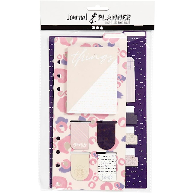 Tuotekuva 2 - Post- it tarralajitelma ja kirjanmerkit, koko 10,3x22 + 13,8x22 cm, kulta, violetti, rosa, 2 ark/ 1 pkt