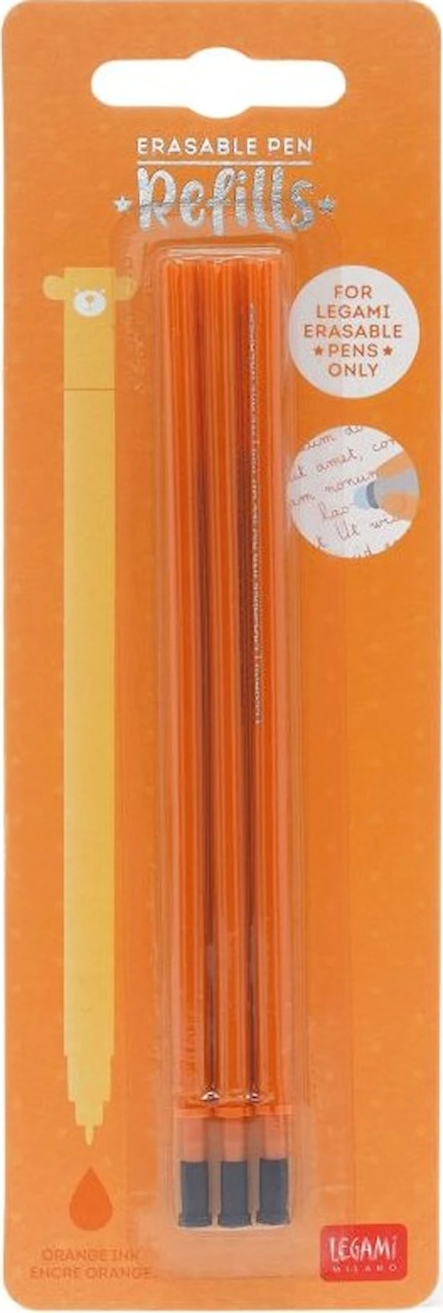 Täyttöpakkaus Erasable gel pen -kynille, 3 kpl, oranssi
