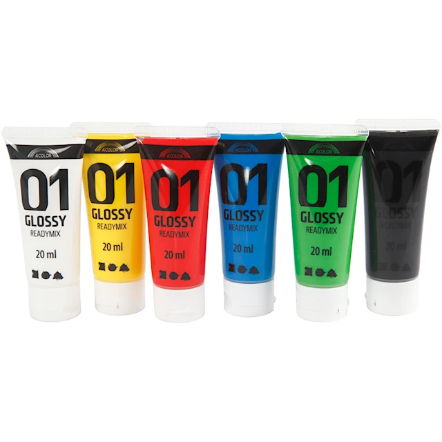 Akrylfärg Standard Färger 01 Blank 6x20 ml A-color