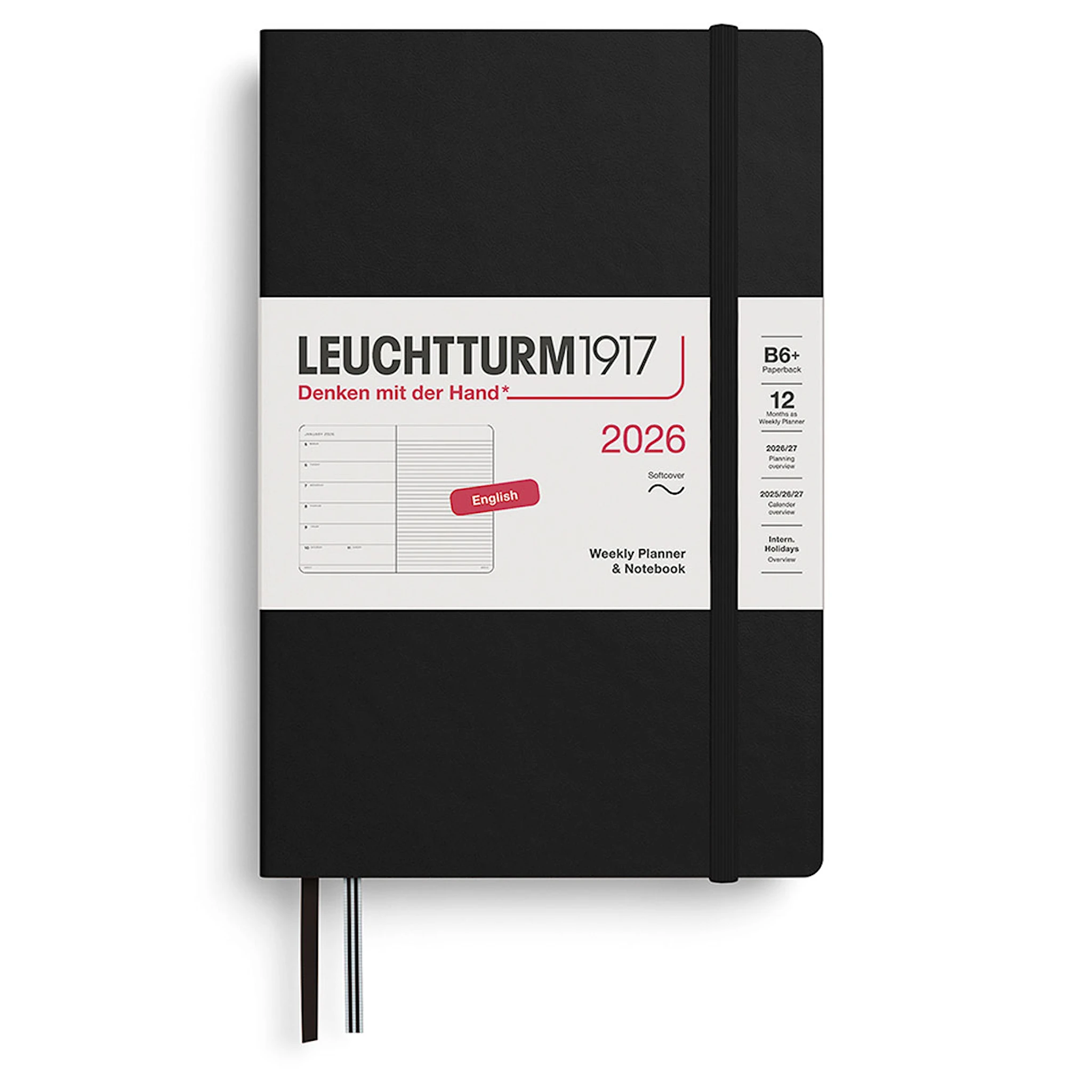 Tuotekuva ille Weekly Planner & Notebook 2026 B6 Soft Black Leuchtturm1917