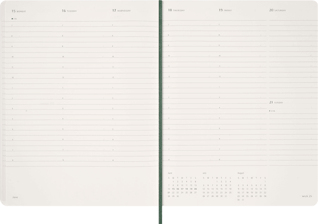Tuotekuva 5 - Kalenteri 2026 Essential Planner Weekly Vertical XXL Myrtle Green Moleskine