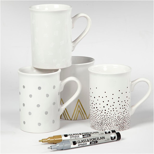 Tuotekuva 3 - Lasi- ja posliinitussi, paksuus 1-2 mm, läpikuultavat, ruskea, kulta, hopea, valkoinen, 4 kpl/ 1 pkt