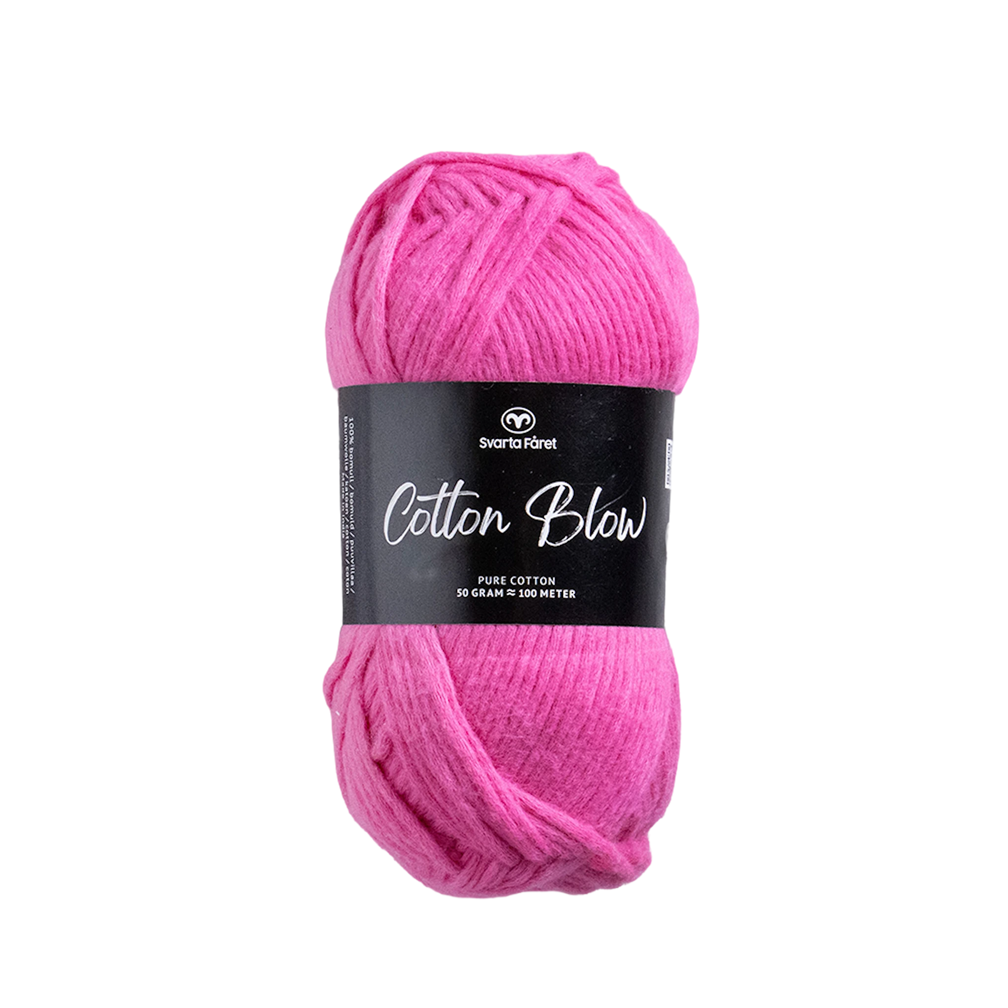 Produktbild för Cotton Blow Bomullsgarn 50 g Pink Spritz 010 Svarta Fåret