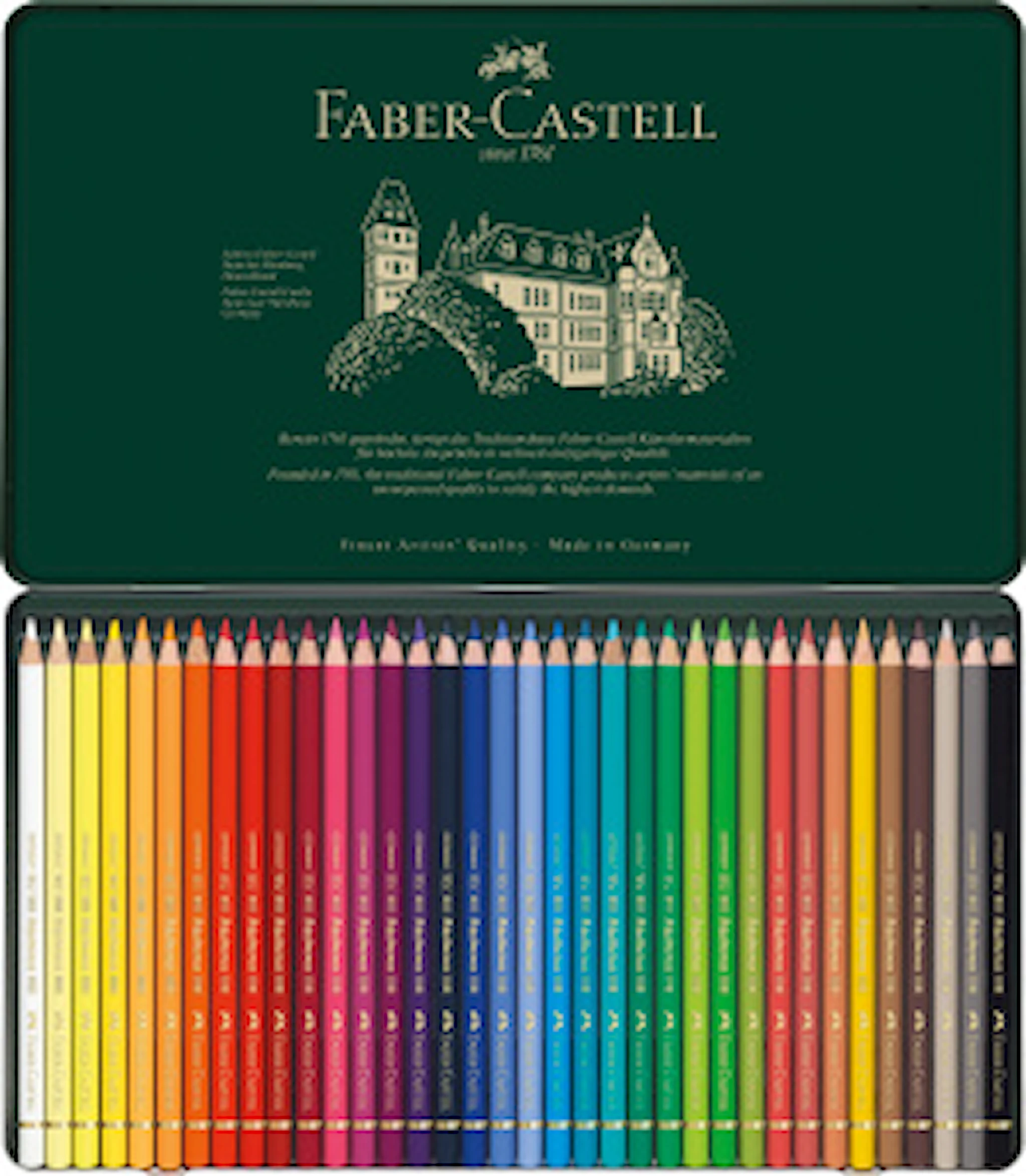 Produktbild för Färgpennor Polychromos Metalletui 36-pack Faber-Castell