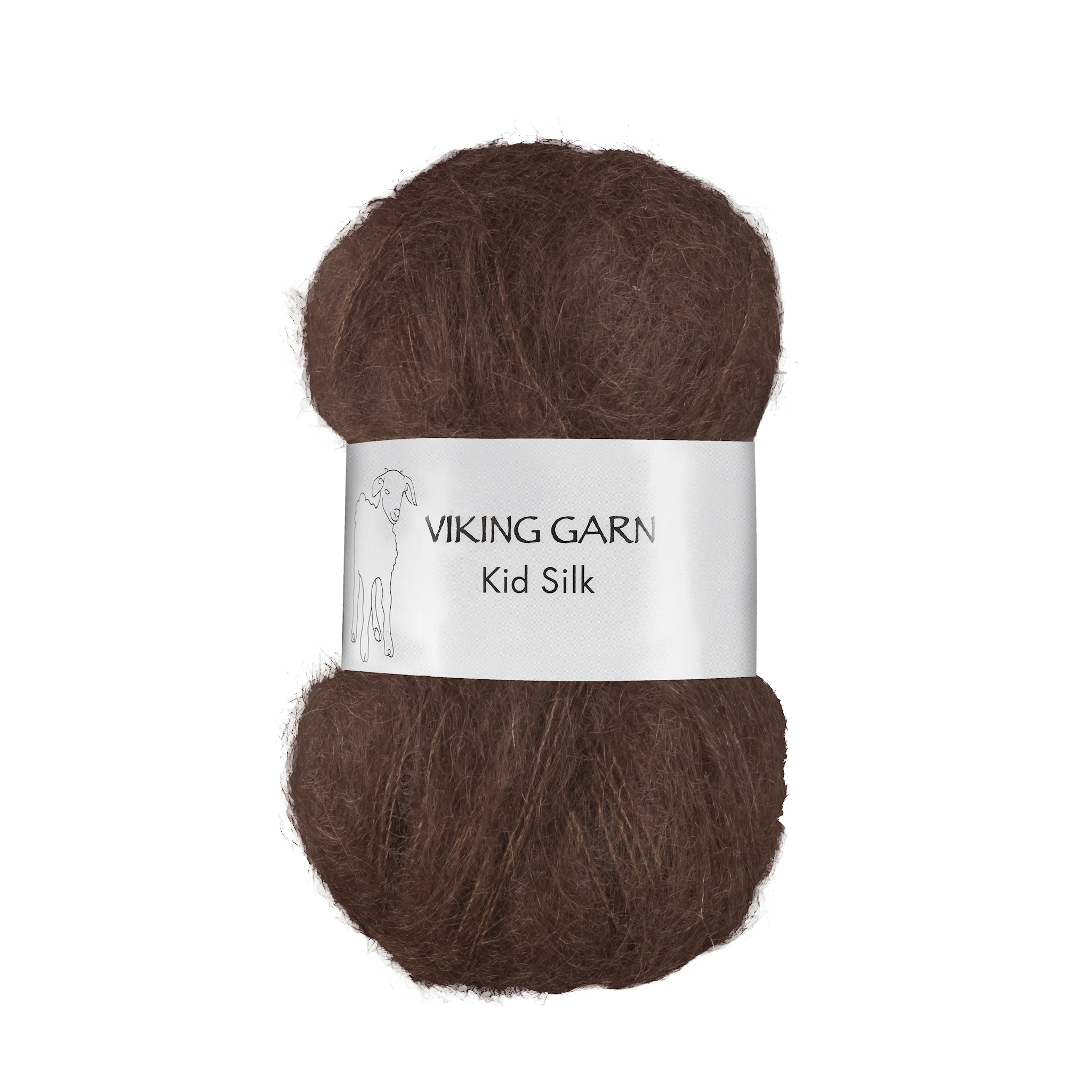 Produktbild för Kid/Silk Garn 25 g Mörkbrun 308 Viking Garn