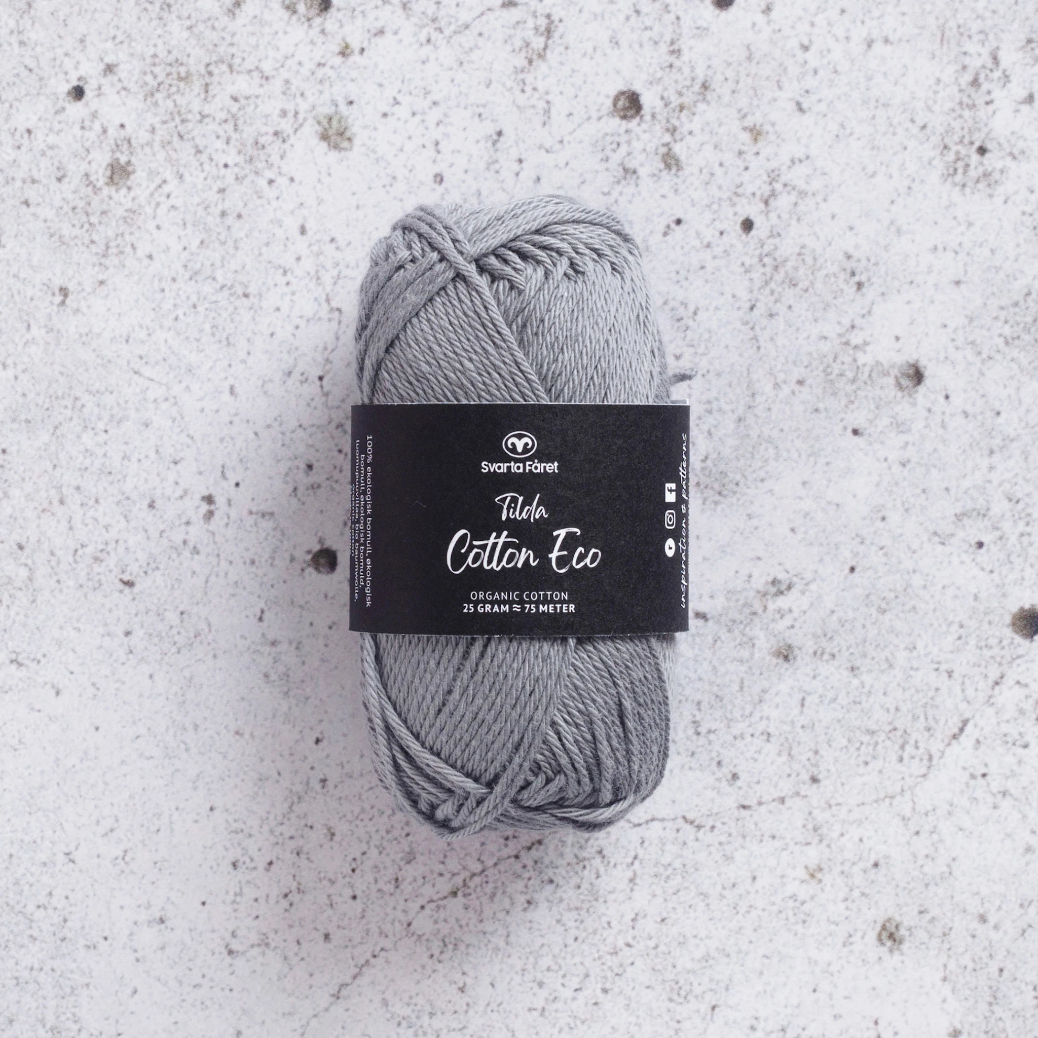 Produktbild för Tilda Cotton Eco Bomullsgarn 25 gr Svarta Fåret
