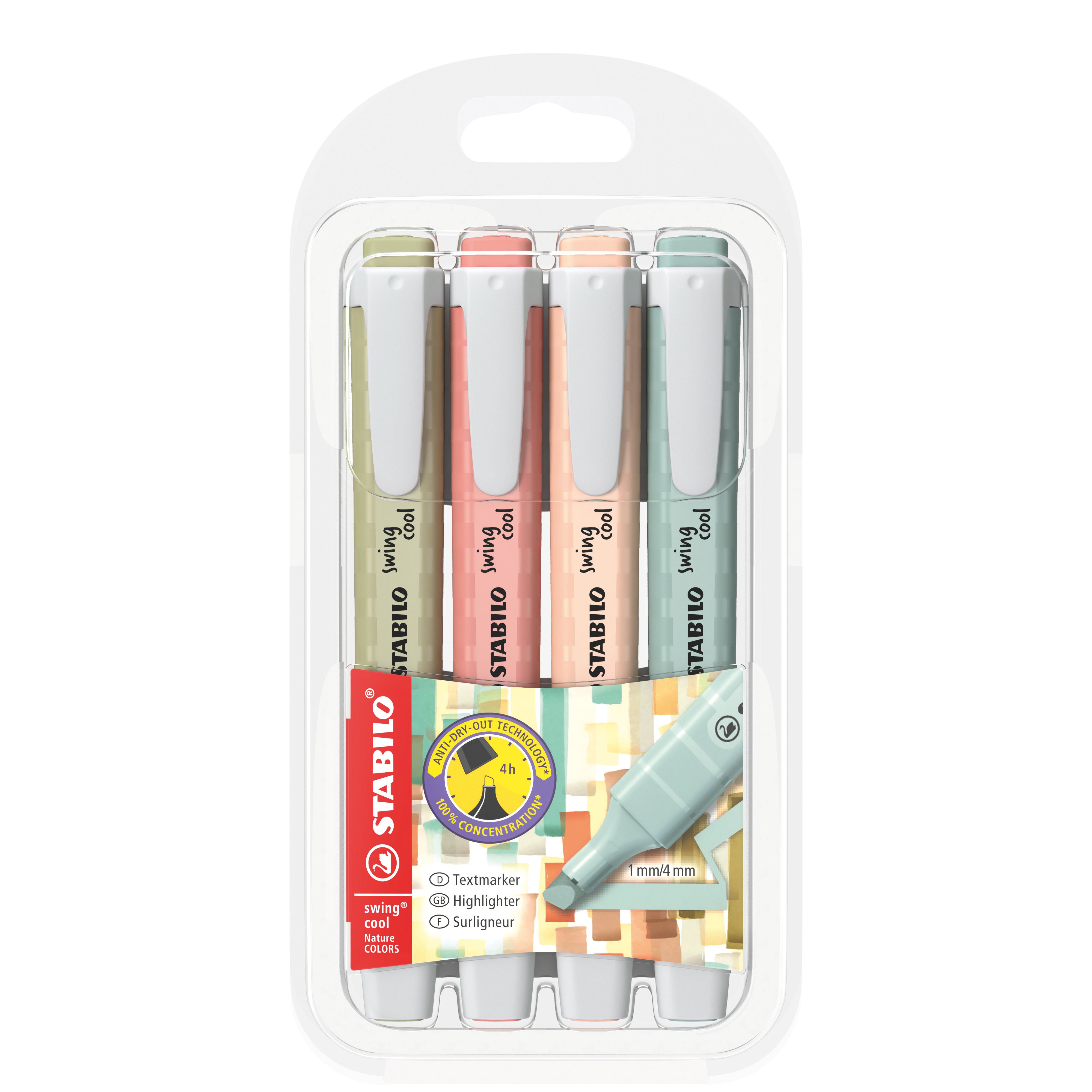 &Ouml;verstrykningspennor Swing Cool Nature 4 Pack STABILO