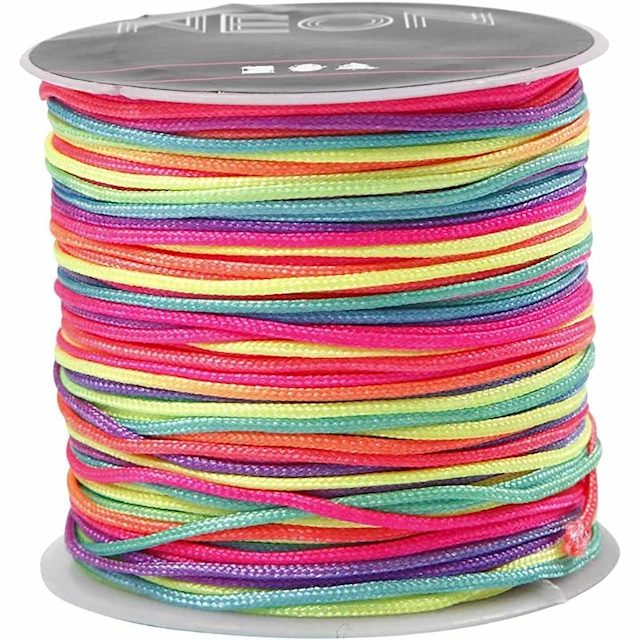 Makrameenyöri Monivärinen 1 mm, 28 m/1 rll