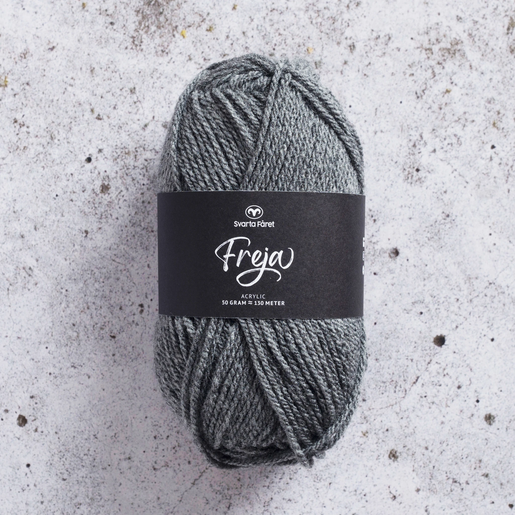 Produktbild för Freja Garn Akryl 50 g grå melange 08 Svarta Fåret