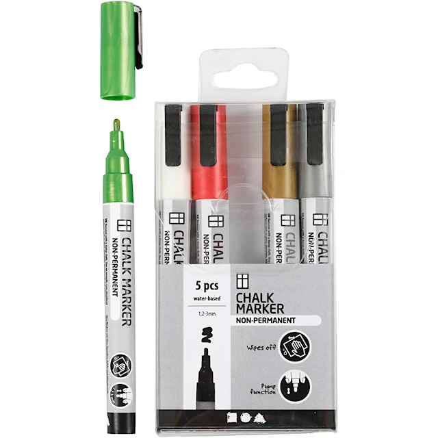 Whiteboardpennor, 1,2-3mm, Metallic, 5-pack