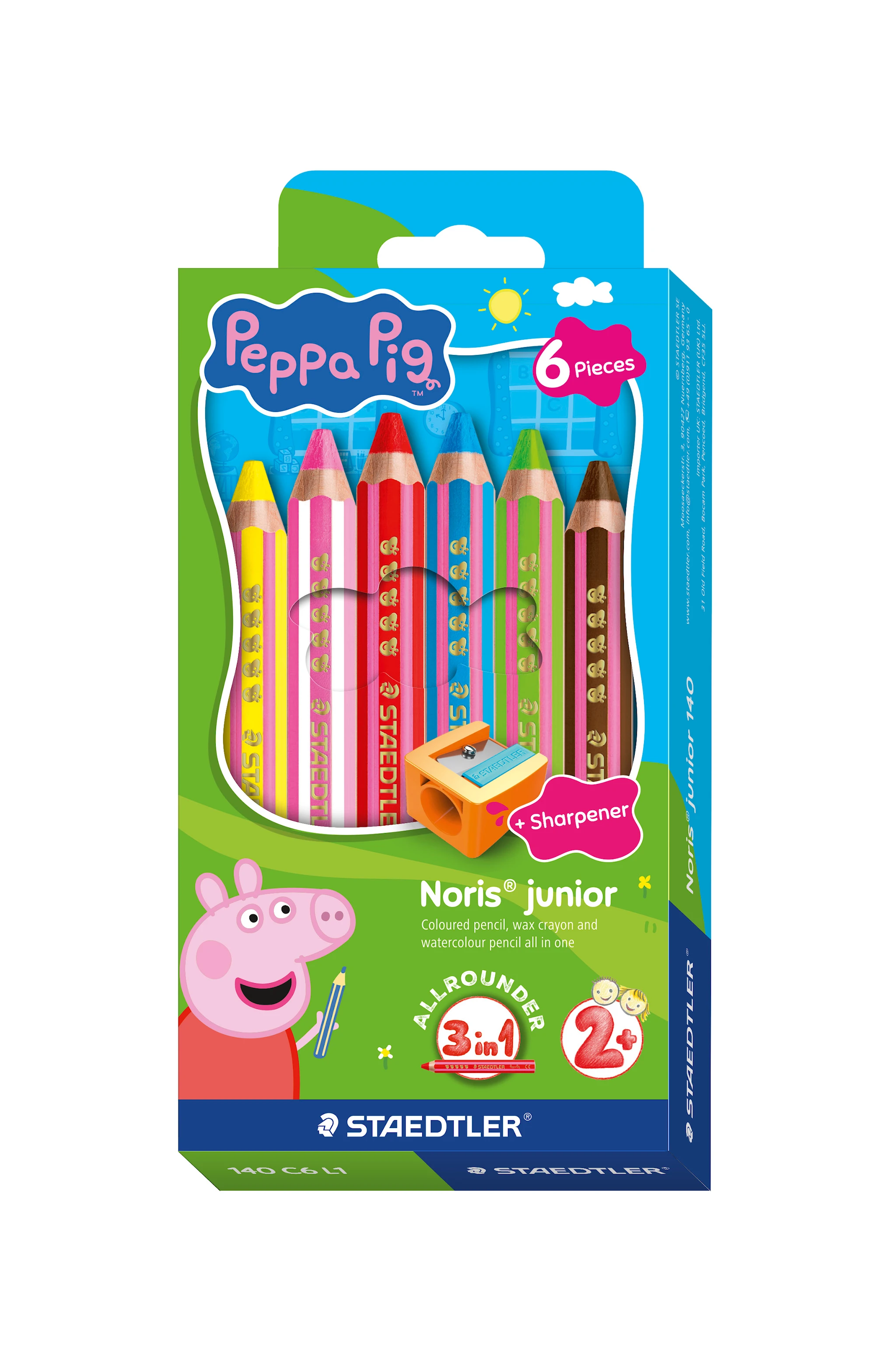 Tuotekuva ille Greta Pig -värikynät 6 kpl ja teroitin Staedtler