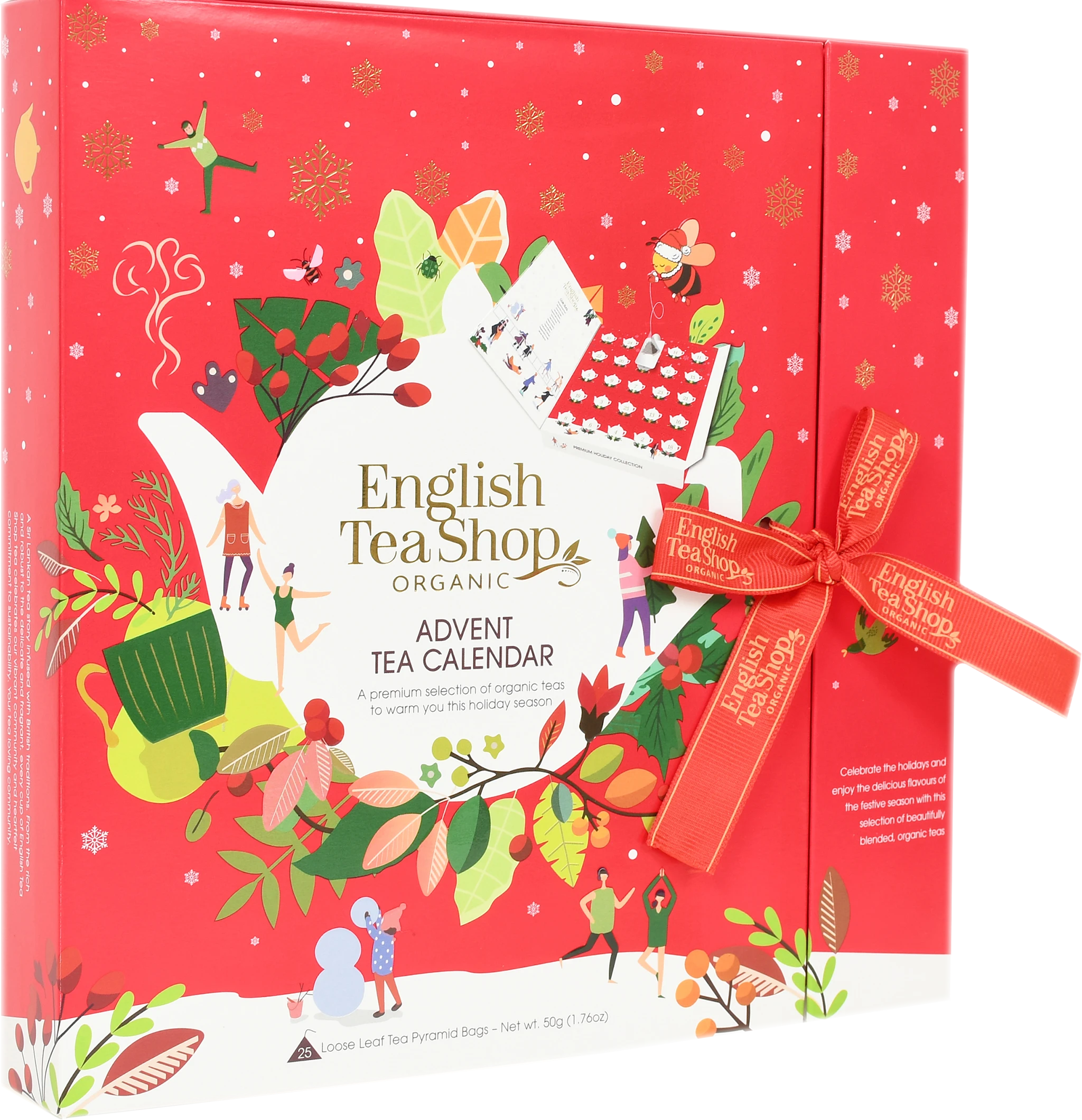 Produktbild för Adventskalender Bok Santa Red Te 50g English Tea Shop