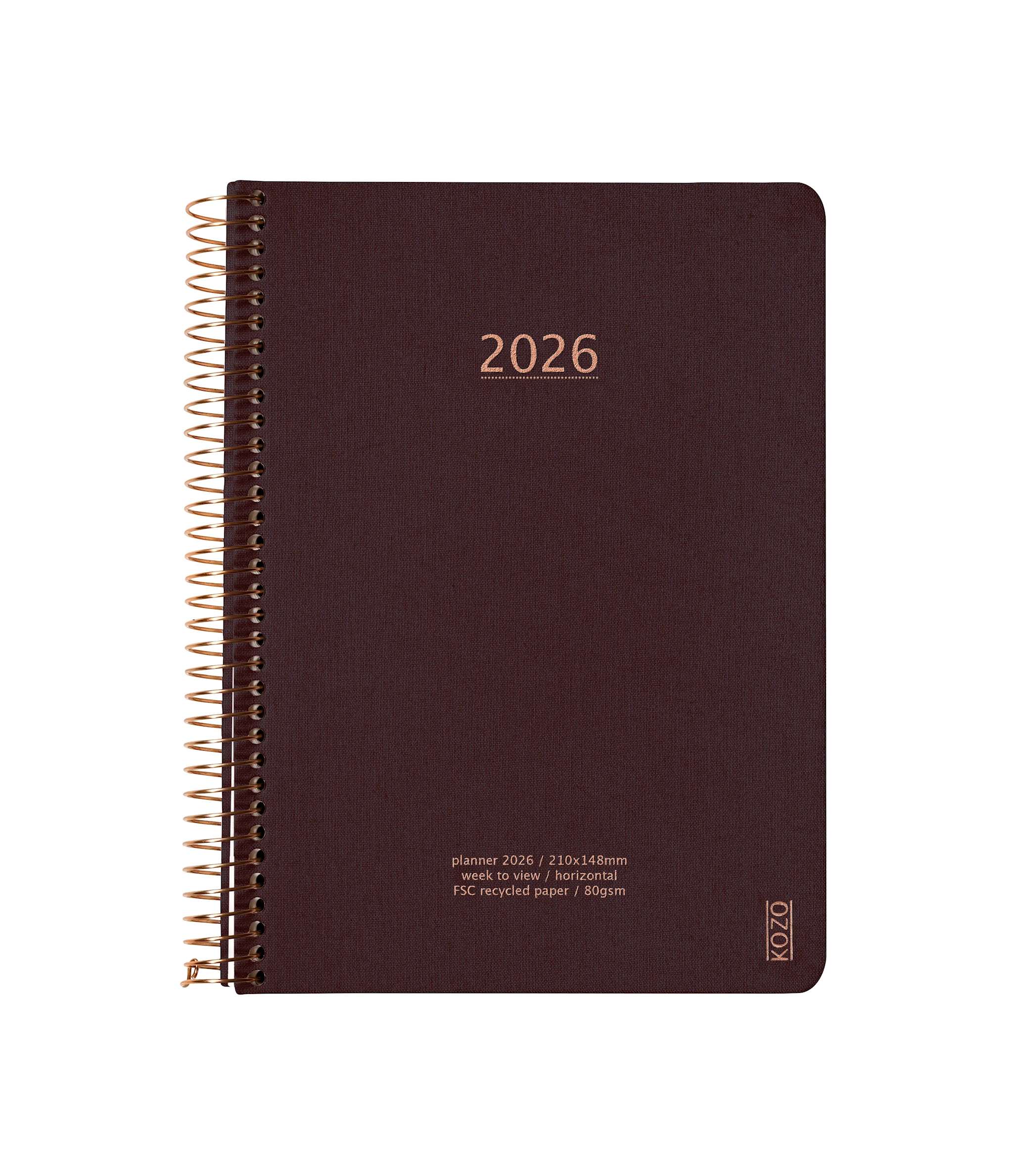 Produktbild för Kalender A5 2026 Vecka Per Uppslag Coffee KOZO