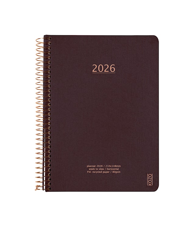 Produktbilde 1 for KOZO Kalender 2026 A5 Uke per opslag Coffee