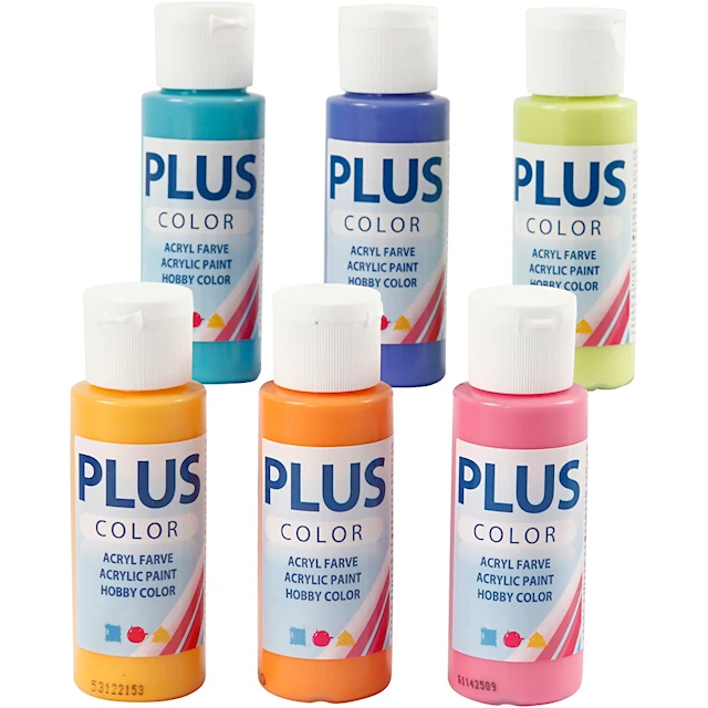 Plus Color- Askartelumaali, värikäs, 6x60 ml/ 1 pkt