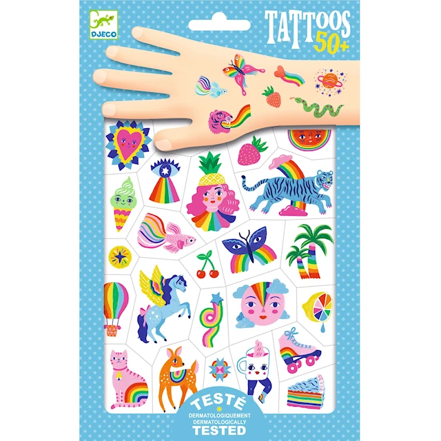 Tatueringar Regnbåge 50-pack Djeco