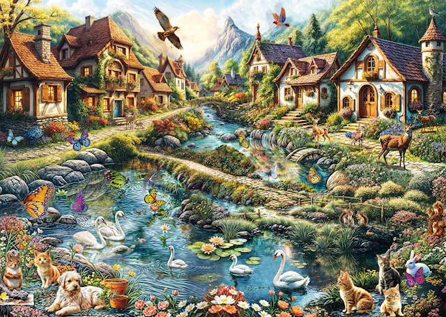 Produktbild 2 för Village On Tthe Edge Of The Forest Pussel 1000 Bitar Schmidt