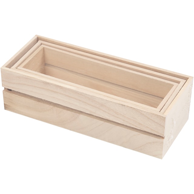 Produktbilde 2 for Trekasse, H: 6,5+7+7,5 cm, L: 22+23,5+25 cm, B: 7+8,5+10 cm, 3 stk./ 1 sett