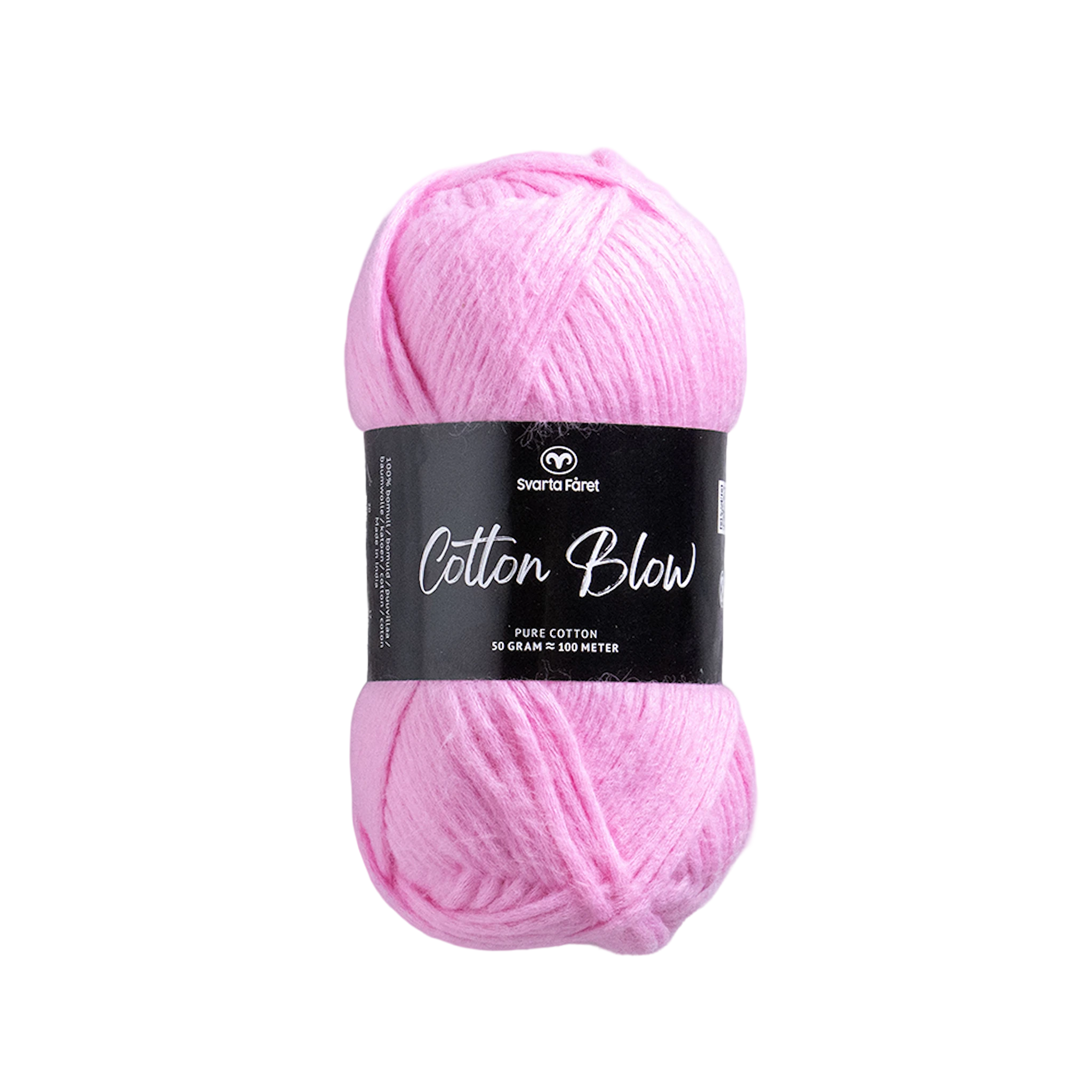 Produktbild för Cotton Blow Bomullsgarn 50 g In the Pink 009 Svarta Fåret