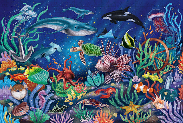 Tuotekuva 2 - Wooden Under the Sea, Palapelit 500 palaa, Ravensburger