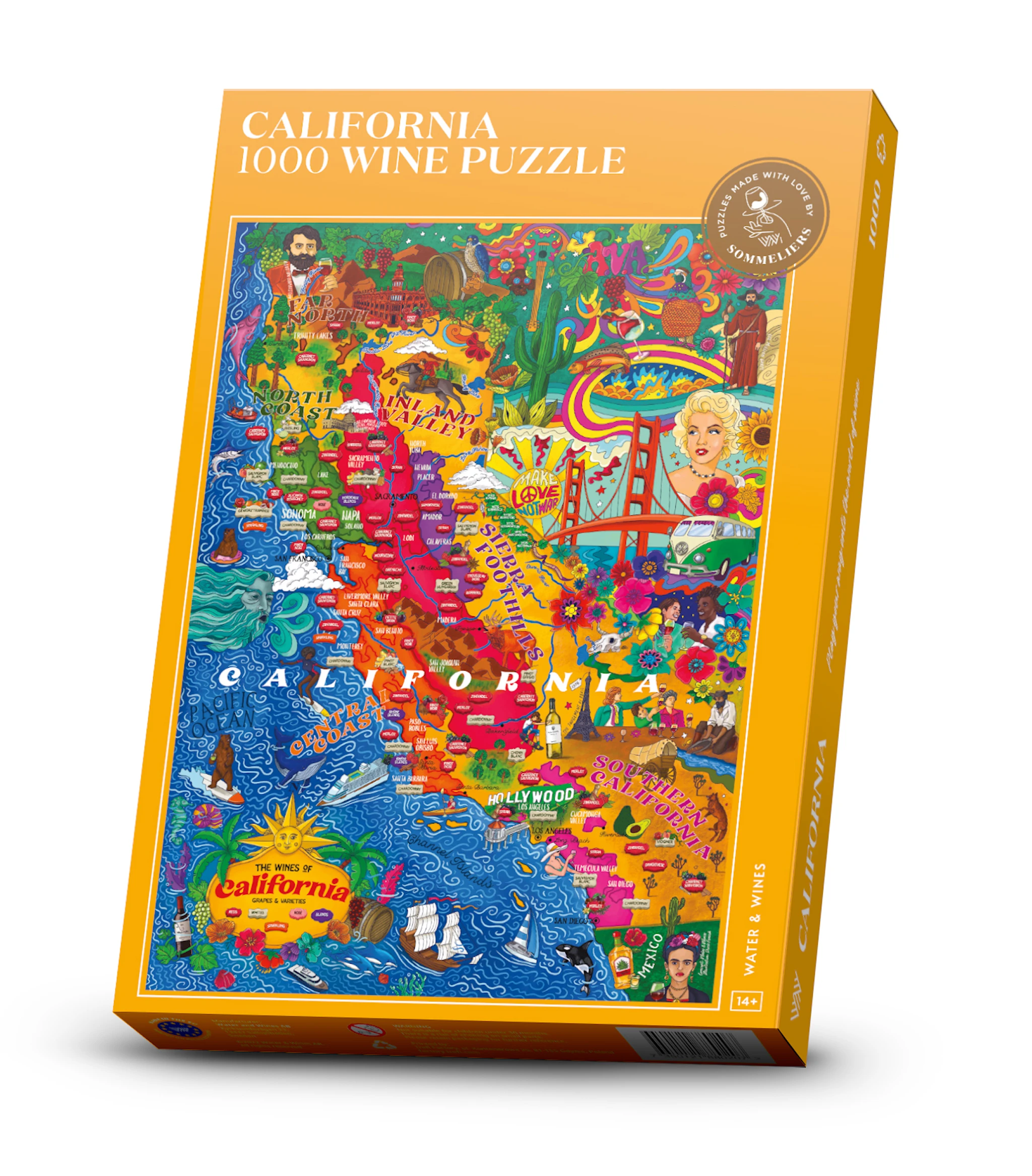 Tuotekuva ille Viinipalapeli - Kalifornia 1000 palaa Water and Wines