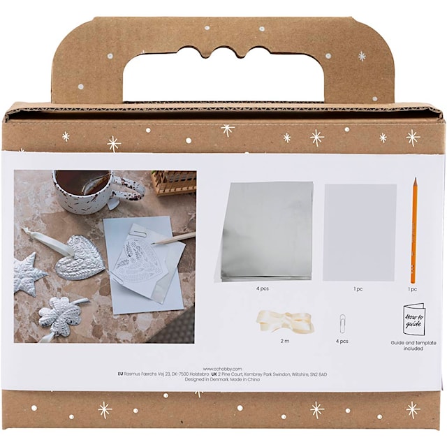 Tuotekuva 2 - Askartelusetti Mini Koristelu, Joulukoriste, metallinhopea, 1 pkk/ 1 pkt