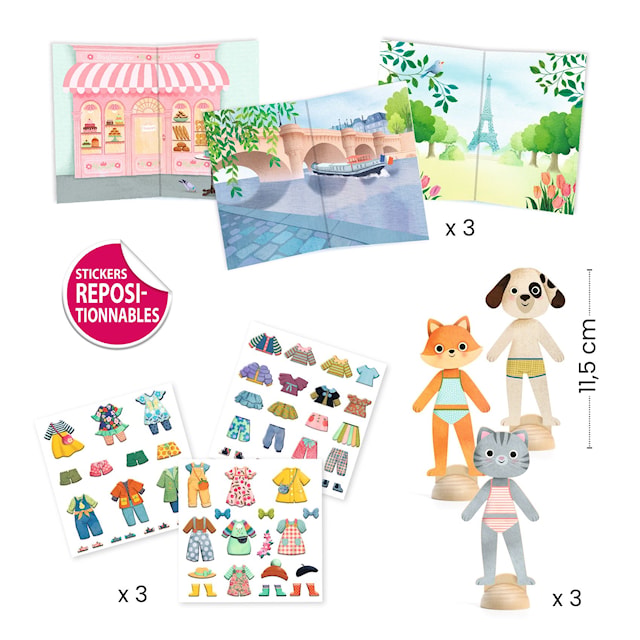 Tuotekuva 4 - Paperinuket Hello Paris irrotettavilla tarroilla Djeco