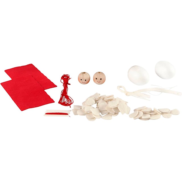 Tuotekuva 2 - Askartelusetti Mini, Joulutonttutytöt, Kork. 8 cm, 1 pkk/ 1 pkt