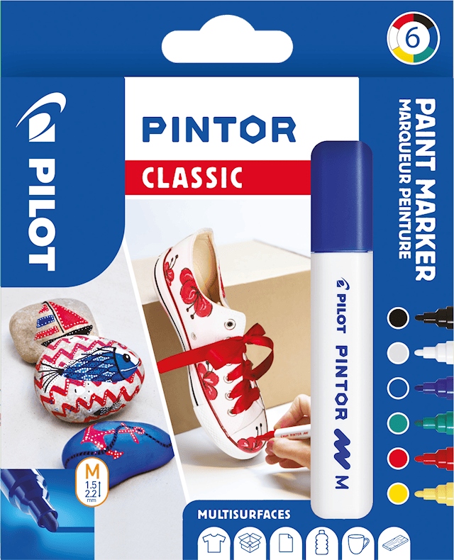 Tuotekuva 5 - Pintor - Set Regular Mix -x6- Medium - Musta Sininen Punainen Vihreä Valkoinen Pilot
