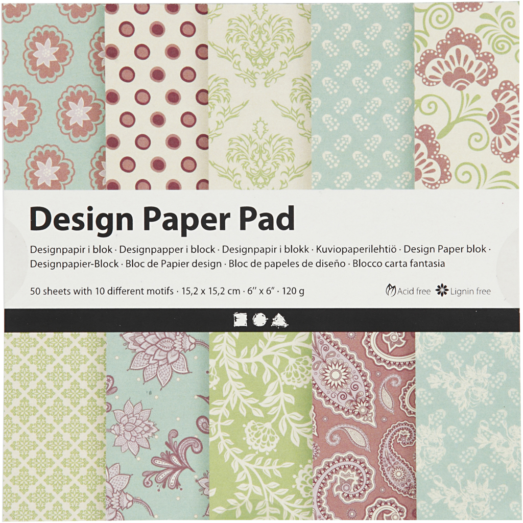 Designpapper Paperpad Rosa och Mintgr&ouml;n 50 sidor Creativ Company