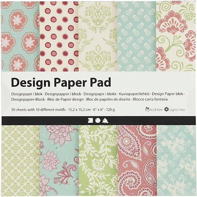Designpapper Paperpad Rosa och Mintgrön 50 sidor Creativ Company