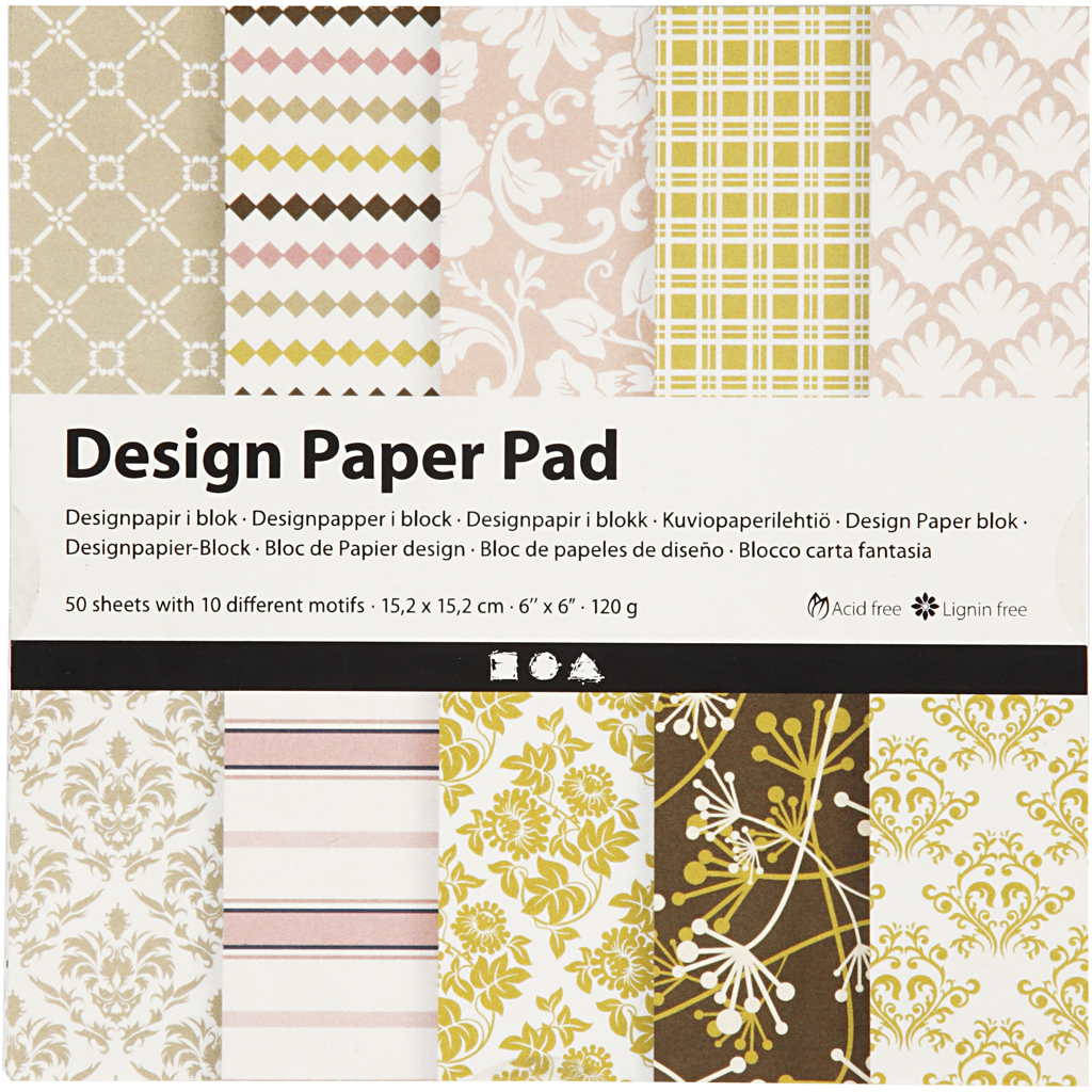 Designpapper Paperpad Rosa och Gr&ouml;n 50 sidor Creativ Company