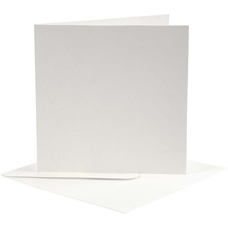 Brevkort, kortstl. 12,5x12,5 cm, kuvertstl. 13,5x13,5 cm, r&aring;vit, 10 set/ 1 f&ouml;rp.