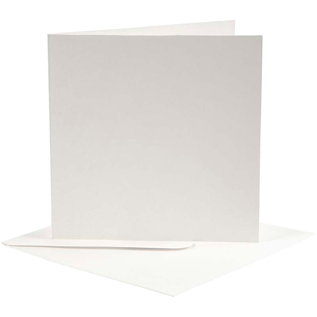 Tuotekuva 1 - Korttipohjat kirjekuorineen, kortin koko 12,5x12,5 cm, kirjekuoren koko 13,5x13,5 cm, luonnonvalkonen, 10 set/ 1 pkt