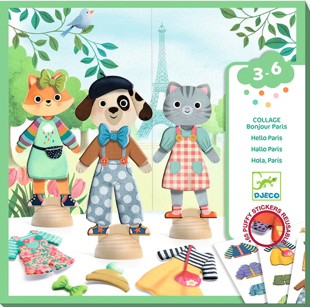 Tuotekuva 1 - Paperinuket Hello Paris irrotettavilla tarroilla Djeco