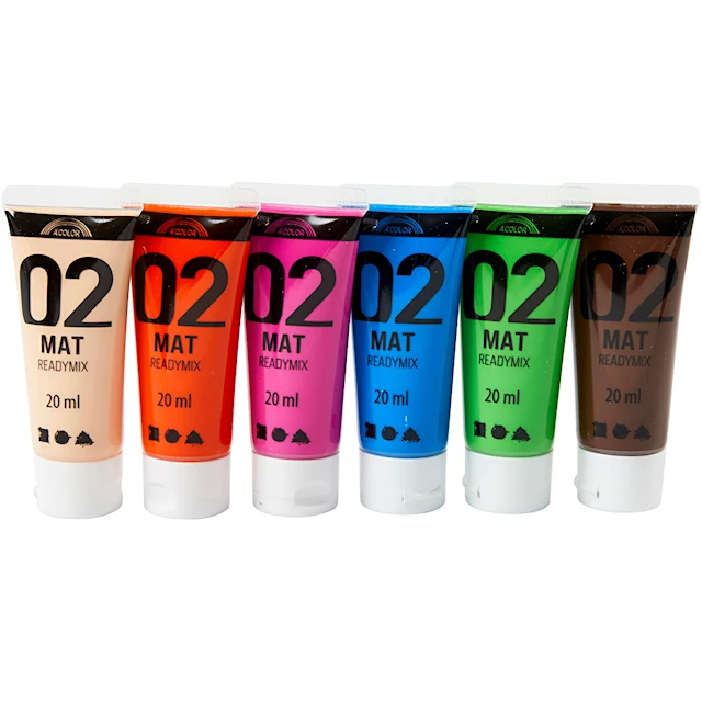 Akryylimaali Matta, lisävärit, 6x20 ml/ 1 pkt