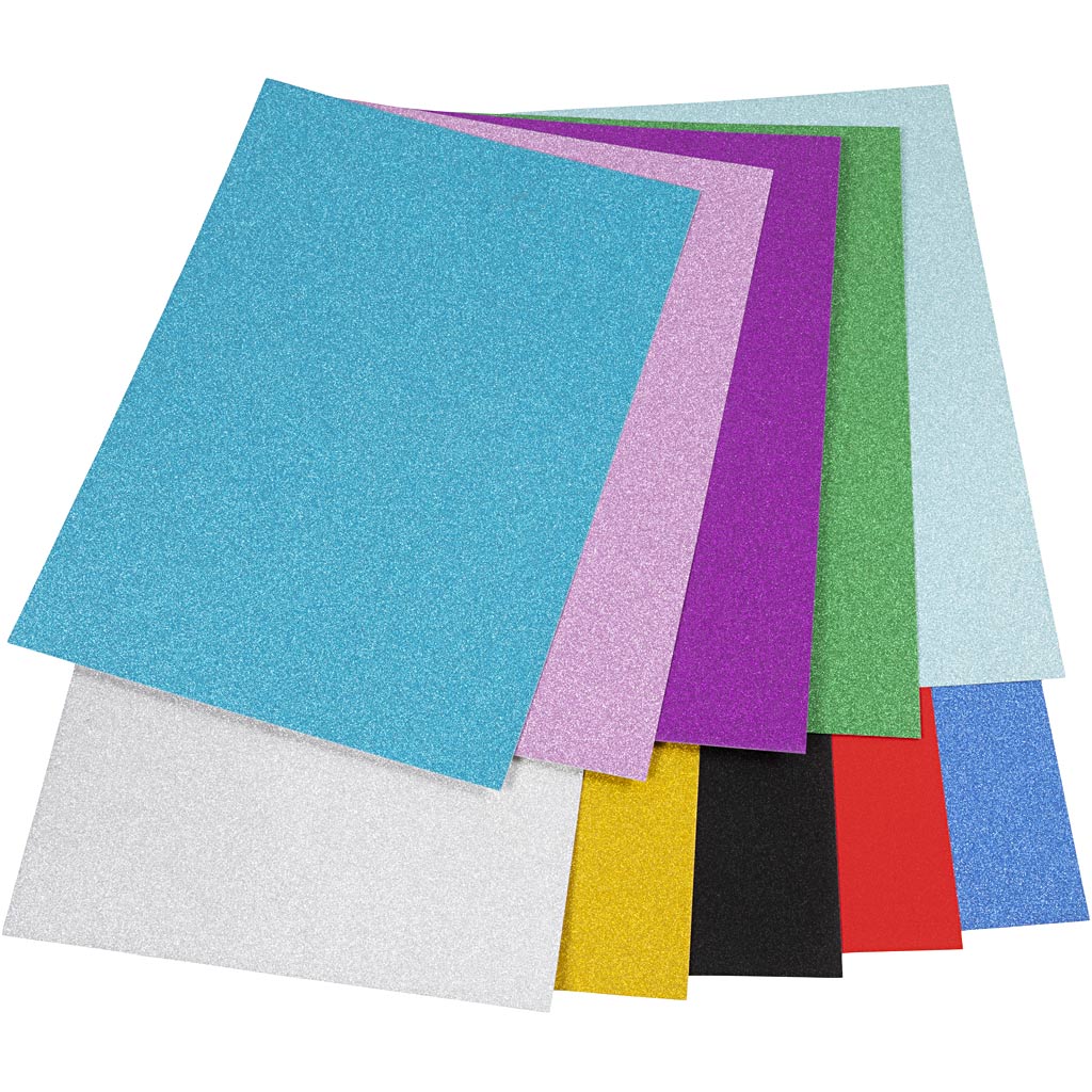 Glitterkartong A4 mixade f&auml;rger 10 ark