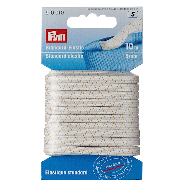 Resårkarta 5,0 mm x 10 meter Vit Prym