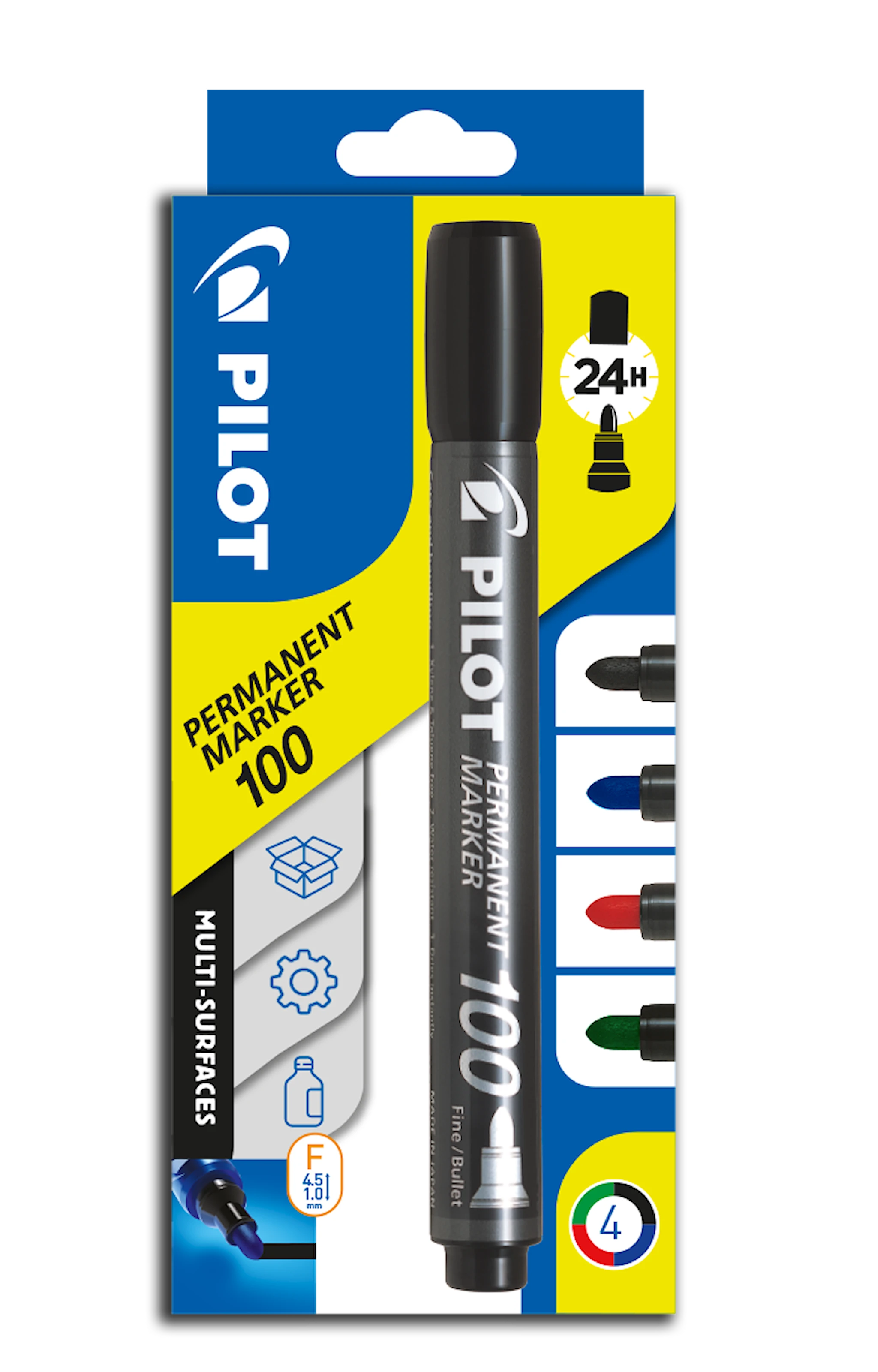 Tuotekuva ille Permanent Marker 100 Pilot -merkkauskynä, 4 väriä