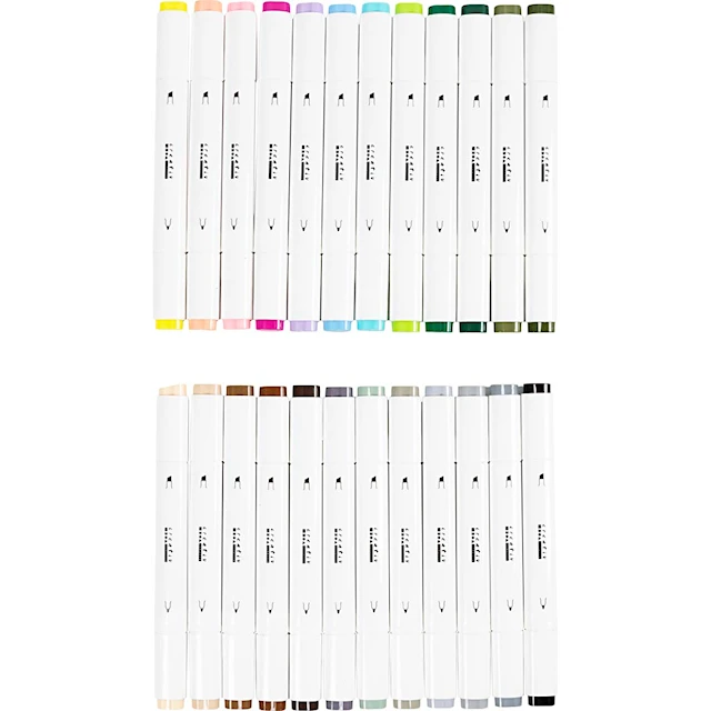 Illustrations Markers Dubbelsidiga Pastell Standardfärger 24-pack Creativ Company