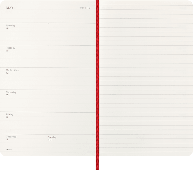 Tuotekuva 4 - Kalenteri 2026 Classic Soft 12M Week Note Large Punainen Moleskine