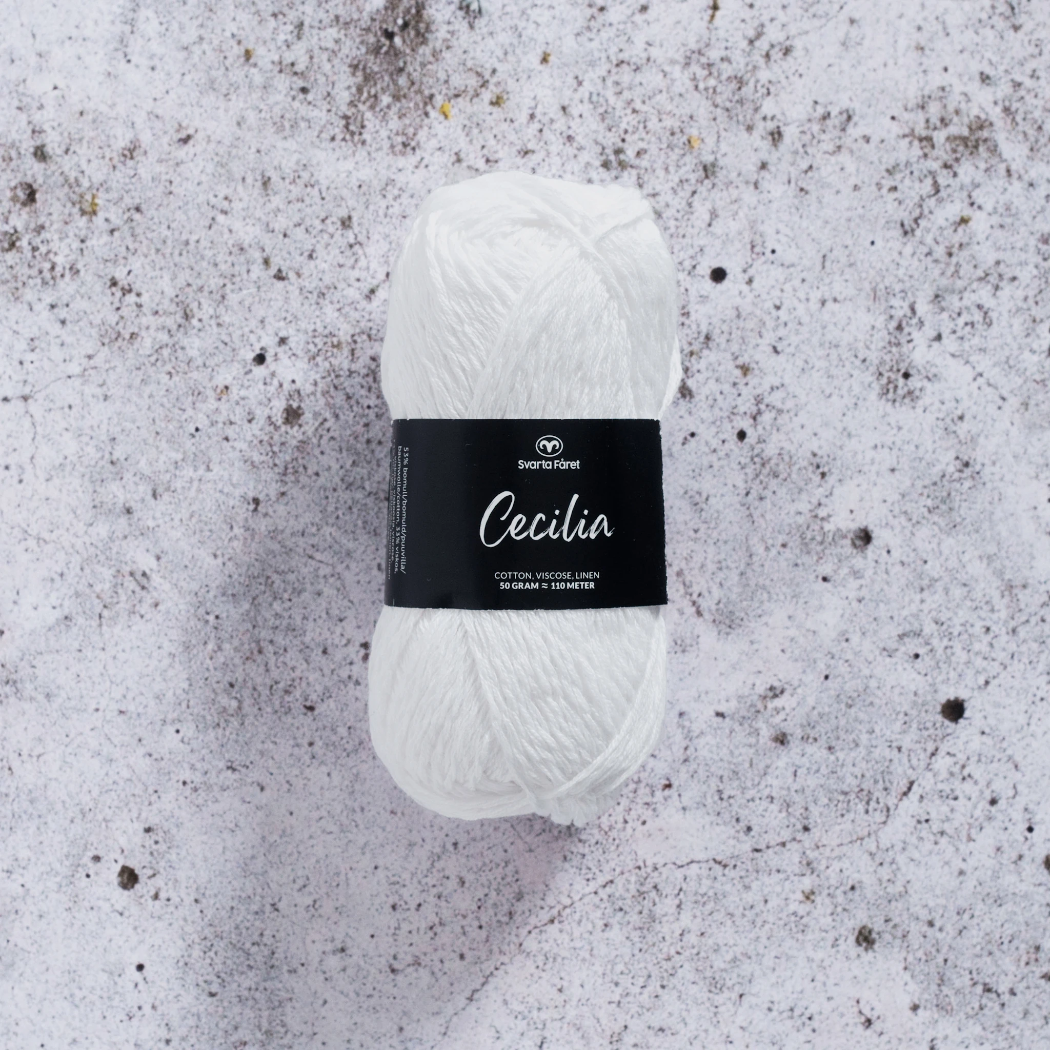 Produktbild för Cecilia Garn Lin- och bomullsmix 50 g Svarta Fåret