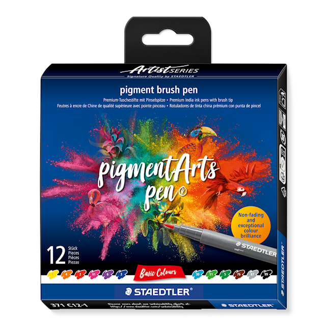 Produktbilde 1 for Brush Pen Pigment Basic 12-pack Staedtler