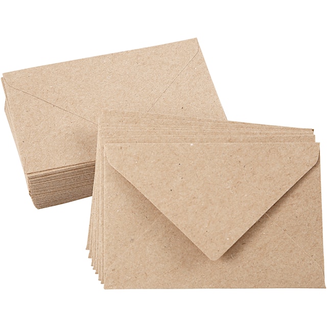 Tuotekuva 4 - Kierrätetty kirjekuori, kirjekuoren koko 7,8x11,5 cm, 120 g, luonnonrusk., 50 kpl/ 1 pkt