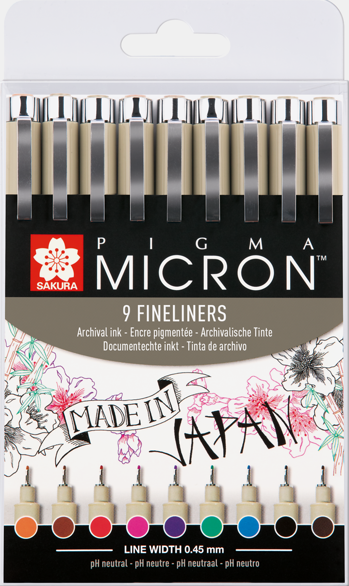 Sakura Pigma Micron 05 Wallet Fineliners Kulörer 9-pack