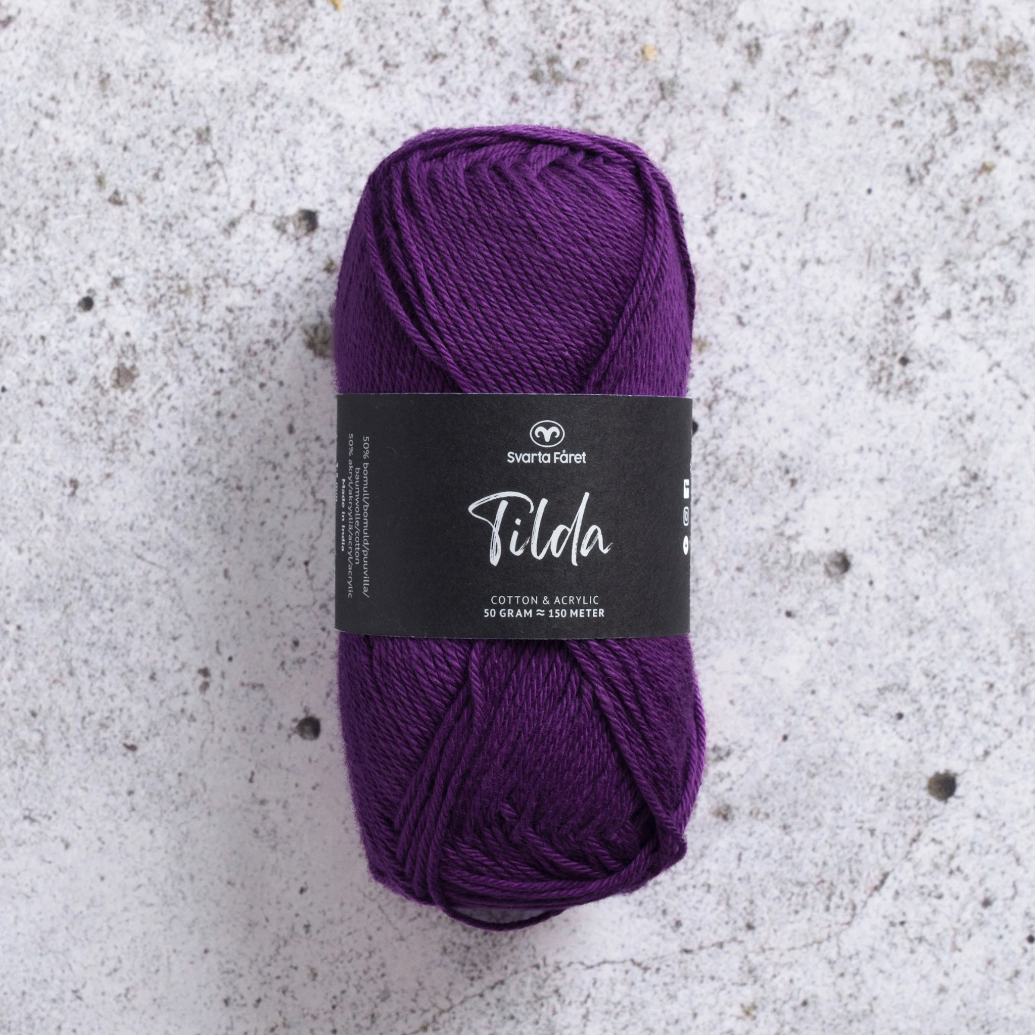 Produktbild för Tilda Garn Bomullsmix 50g Svarta Fåret