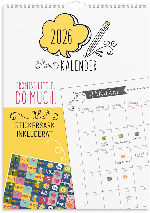 Tuotekuva 1 - Väggkalender 2026 A3 Doodle Burde
