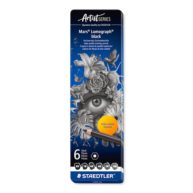 Produktbilde 1 for Kunstnerblyanter Mars Lumograph Black 6-pack Premium Staedtler