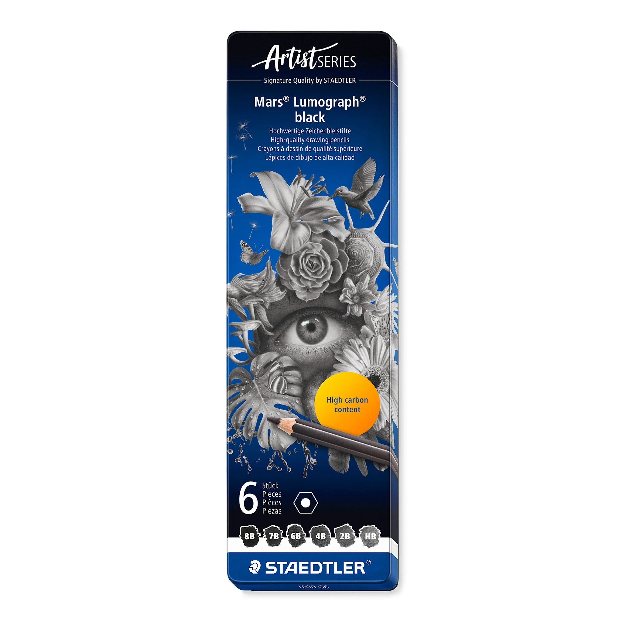 Tuotekuva ille Luonnostelukynä Mars Lumograph 6 kpl Black Artist Premium Staedtler